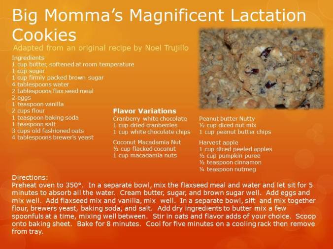 Image shows a recipe for lactation cookie using wheat flours